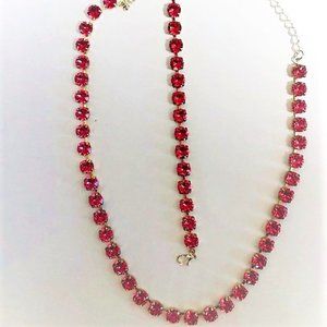 Swarovski Crystal Raspberry Pink Necklace & Bracelet - NEVER WORN!